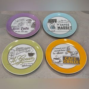 Set of 4 Rosanna Inc. French Cafe 8" Dessert Plates